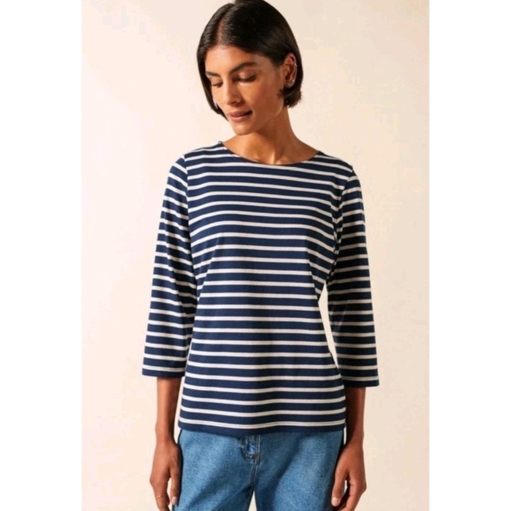 NEW! Saint James Navy/White Stripped Boat neck Top Galanthee 11 Size 8